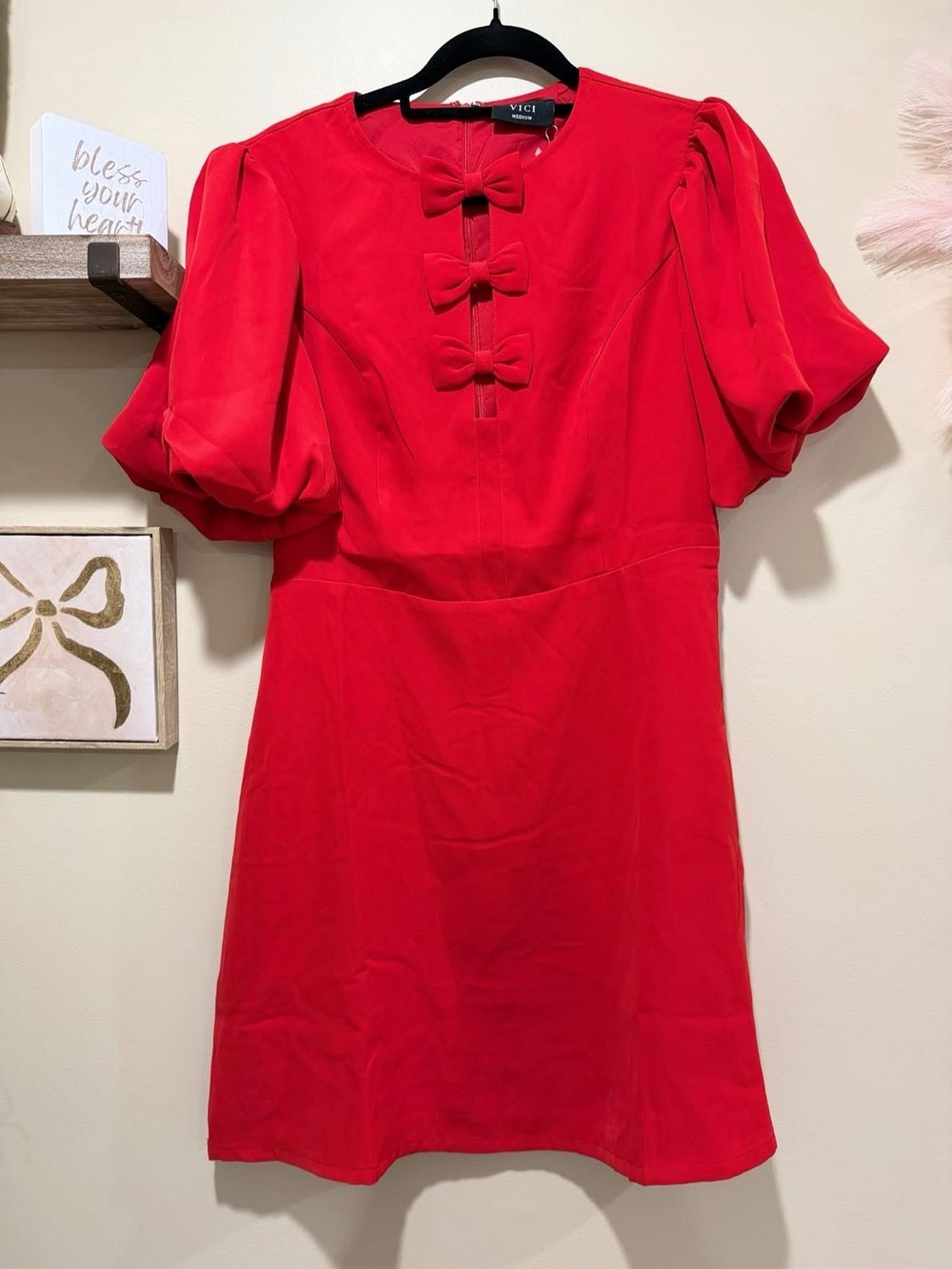 VICI Red Mini Dress with Triple Front Bows
